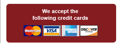 We accept Mastercard, Visa, Amex, and Discover